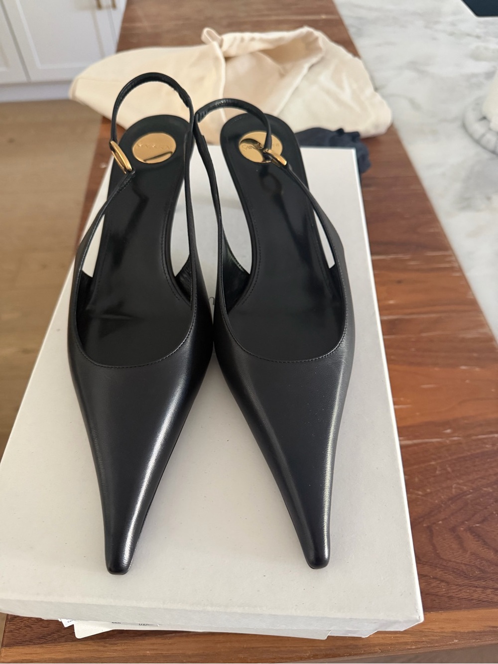 Saint Laurent Vendome Leather Slingback Pumps